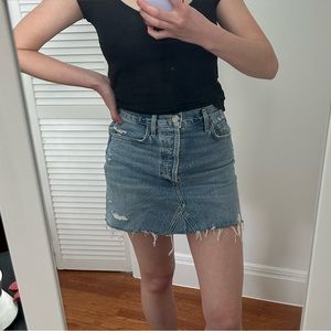 Agolde Denim Mini Skirt- light wash distressed